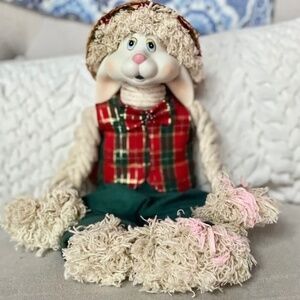 Porcelain Shelf Sitting Christmas Bunny